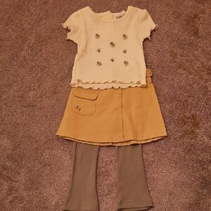 Little Lass Cream Ribbed Top